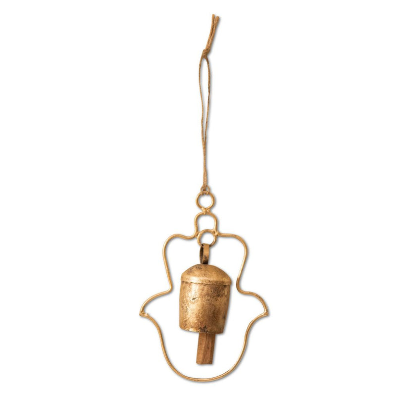 Buy Handmade Copper Bell- Hamsa design | Shop Verified Sustainable Wall Decor on Brown Living™