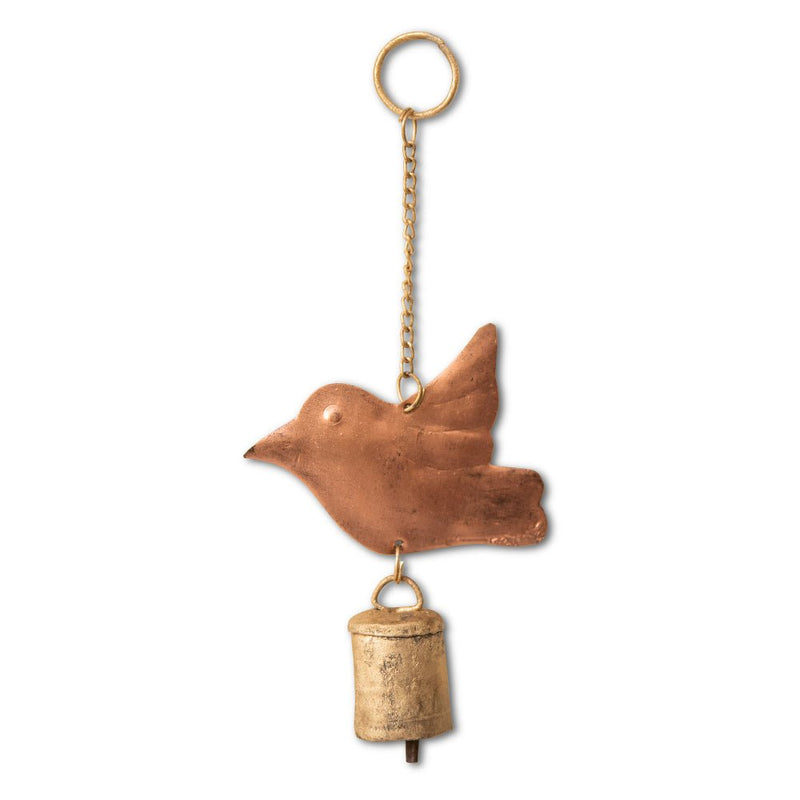 Buy Handmade Copper Bell Keyring - Bird Design | Shop Verified Sustainable Wall Decor on Brown Living™