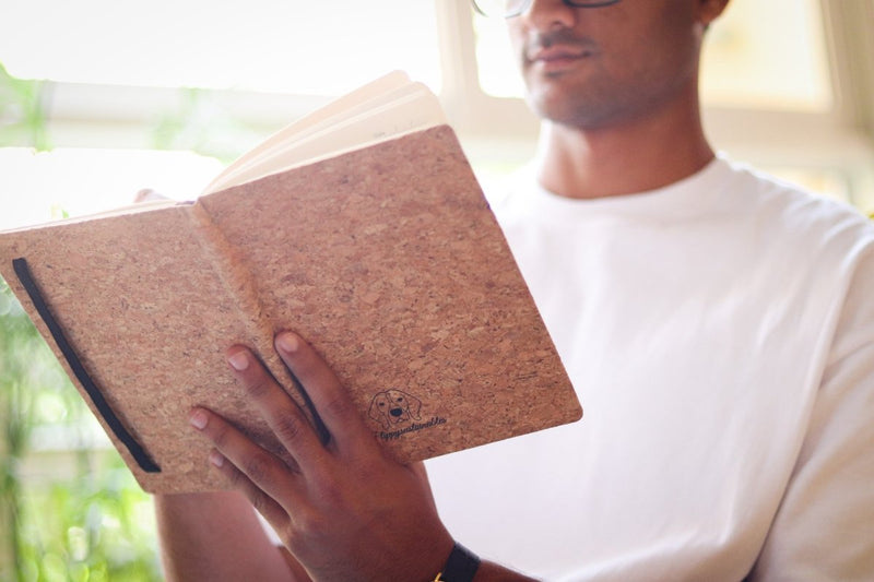 Buy Handmade Cork Diary | A5 Journal | Ruled Pages | Hard Bound Eco Cork | Elastic Closure | Set of 1 to 3 | Shop Verified Sustainable Products on Brown Living
