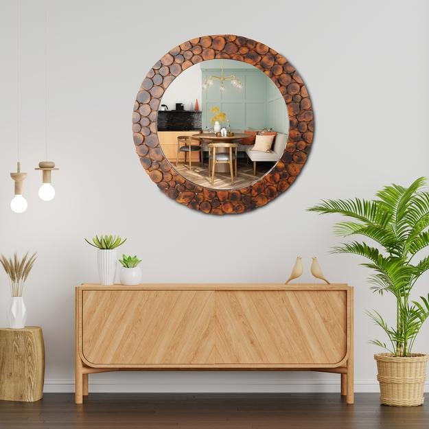 Buy Handmade Wooden Wall Mounted Mirror for Wall Decoration | Shop Verified Sustainable Wall Decor on Brown Living™