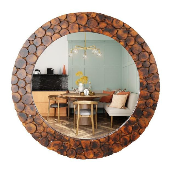 Buy Handmade Cut Pieces of Wooden Antique Frame Round Wall Mirror | Shop Verified Sustainable Products on Brown Living