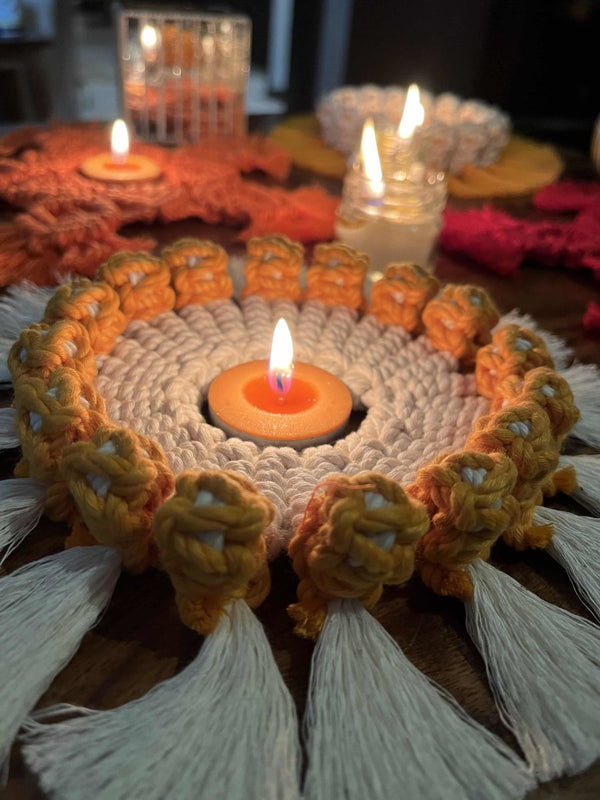 Buy Handmade festive Diya Coaster Shvet Genda | Shop Verified Sustainable Products on Brown Living