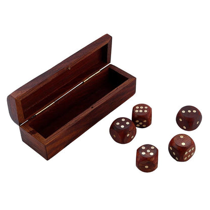 Handmade Wooden Dice Game | Storage Box with Brass Inlay | Verified Sustainable by Brown Living™
