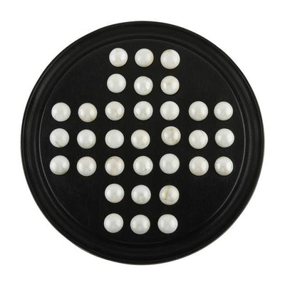 Handmade Wooden Solitaire Board Game with White Glass Marble – Learning & Educational Toys on Brown Living™. SKU: 1007418. Img 10.