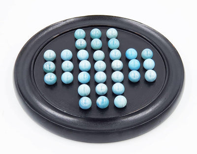 Games Solitaire Board in Wood with Glass Marbles Brainvita (Black) – Learning & Educational Toys on Brown Living™. SKU: 1223417. Img 3.