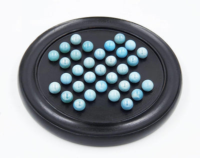 Games Solitaire Board in Wood with Glass Marbles Brainvita (Black) – Learning & Educational Toys on Brown Living™. SKU: 1223417. Img 1.
