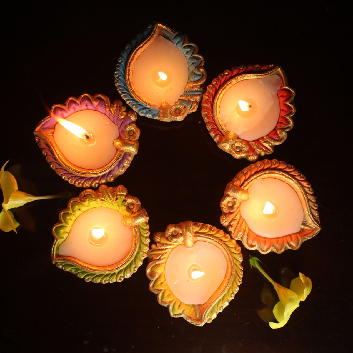 Handmade Motiff Design 1 Diya Soywax Filled Candles - Set of 12 | Verified Sustainable by Brown Living™