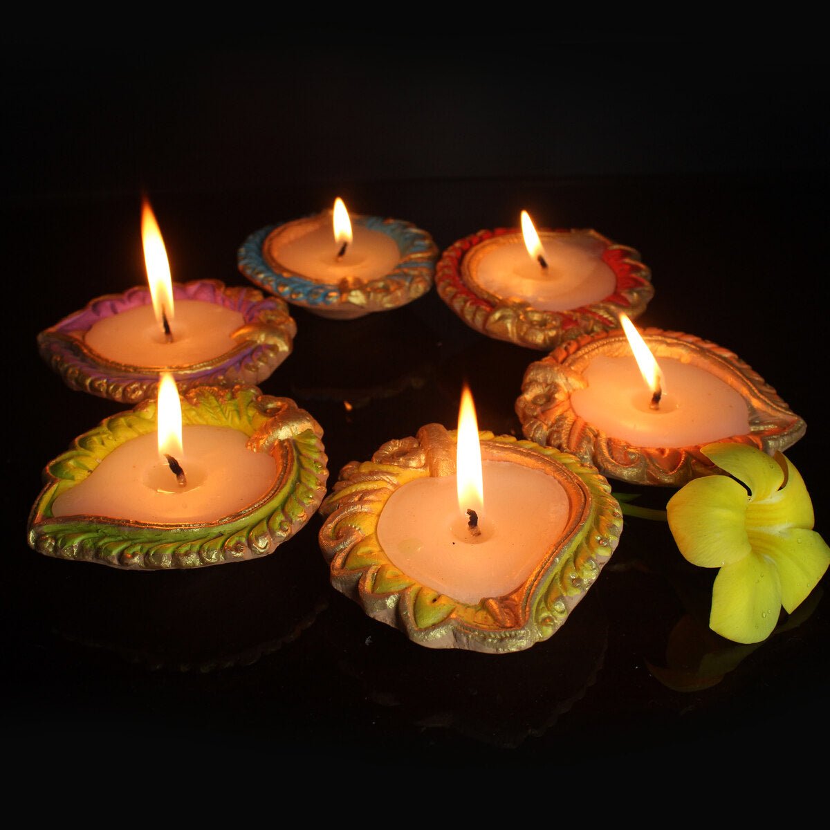 Handmade Motiff Design 1 Diya Soywax Filled Candles - Set of 12 | Verified Sustainable by Brown Living™