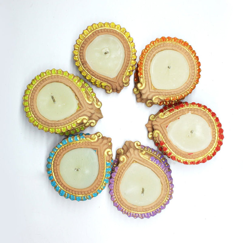 Buy Handmade Motiff Diya Design 3 Wax Filled Candles- Set Of 12 | Shop Verified Sustainable Products on Brown Living