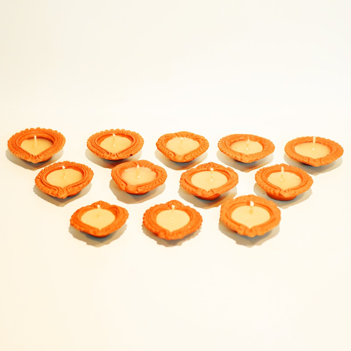 Handmade Motiff Diya Soywax Filled Candles - Set Of 12 | Verified Sustainable by Brown Living™