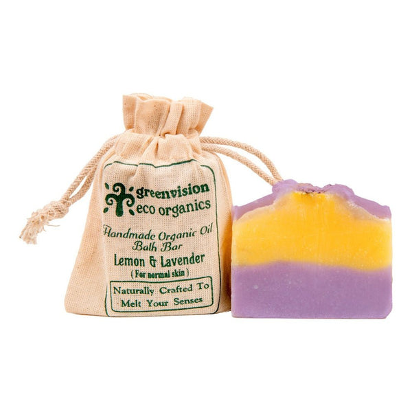 Buy Handmade Organic Oil Bath Bar Lemon & Lavender(For normal skin) 100g - Pack Of 2 | Shop Verified Sustainable Body Soap on Brown Living™