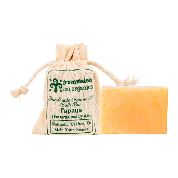 Buy Handmade Organic Oil Bath Bar – Papaya (For Normal & dry Skin) 100 Gm - Pack Of 2 | Shop Verified Sustainable Body Soap on Brown Living™