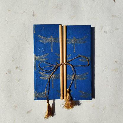 Handmade Paper Bamboo Hardcover Notebook | Dragonfly | Verified Sustainable by Brown Living™