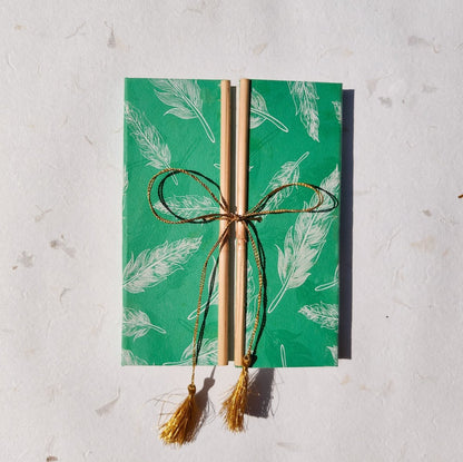 Handmade Paper Bamboo Hardcover Notebook | Feather | Verified Sustainable by Brown Living™