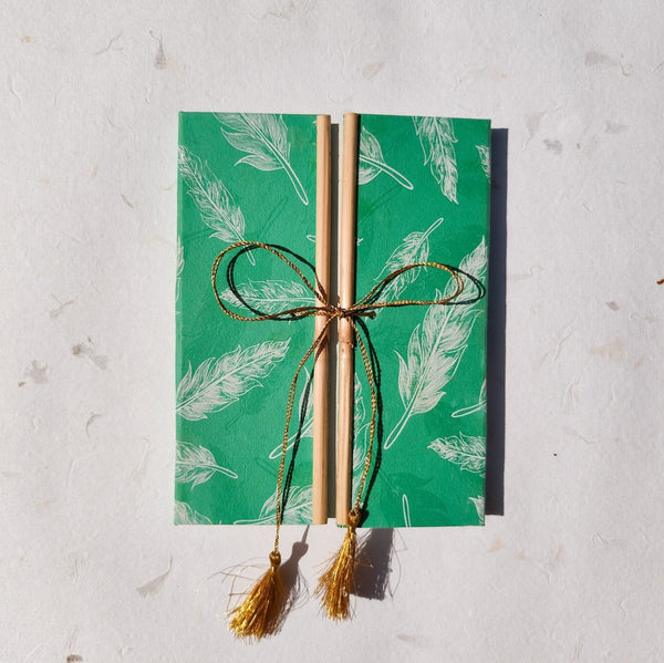 Buy Handmade Paper Bamboo Hardcover Notebook | Feather | Shop Verified Sustainable Notebooks & Notepads on Brown Living™