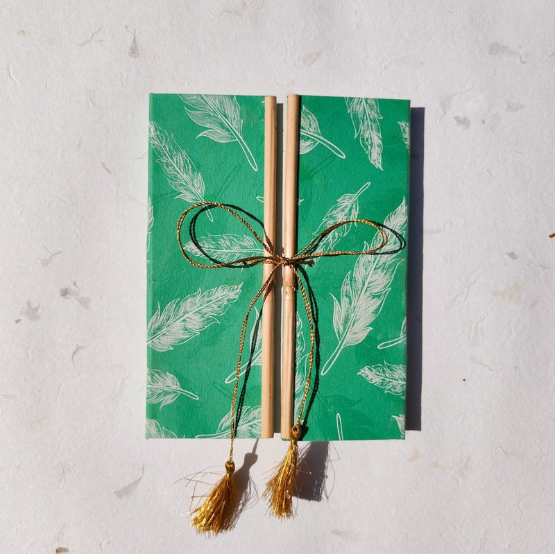 Buy Handmade Paper Bamboo Hardcover Notebook | Feather | Shop Verified Sustainable Notebooks & Notepads on Brown Living™