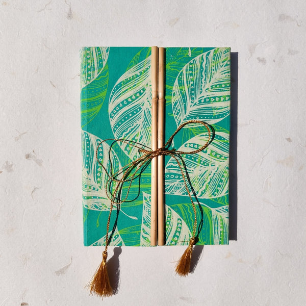 Buy Handmade Paper Bamboo Hardcover Notebook | Leaves | Shop Verified Sustainable Notebooks & Notepads on Brown Living™