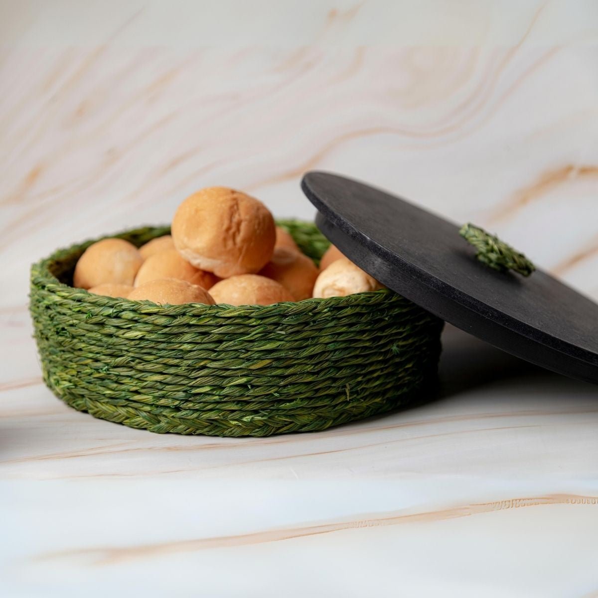 Handmade Sabai Grass Roti Box - Green | Verified Sustainable by Brown Living™