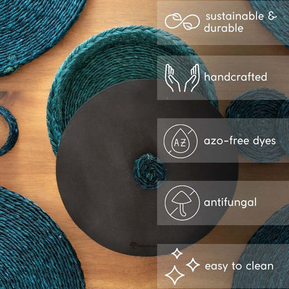 Handmade Sabai Grass Roti Box - Indigo | Verified Sustainable by Brown Living™