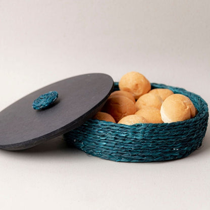 Handmade Sabai Grass Roti Box - Indigo | Verified Sustainable by Brown Living™