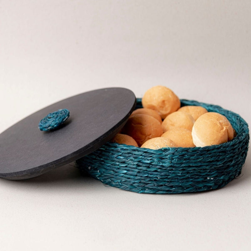 Handmade Sabai Grass Roti Box - Indigo | Verified Sustainable Baskets & Boxes on Brown Living™
