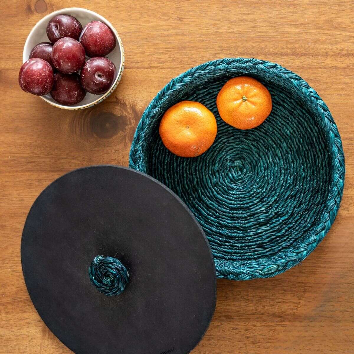 Handmade Sabai Grass Roti Box - Indigo | Verified Sustainable by Brown Living™