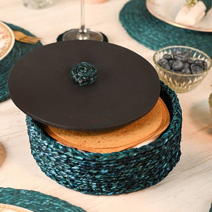 Handmade Sabai Grass Roti Box - Indigo | Verified Sustainable by Brown Living™