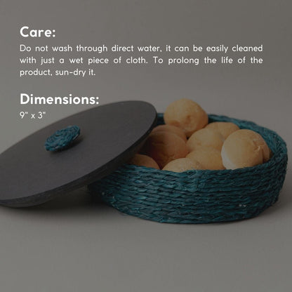 Handmade Sabai Grass Roti Box - Indigo | Verified Sustainable by Brown Living™