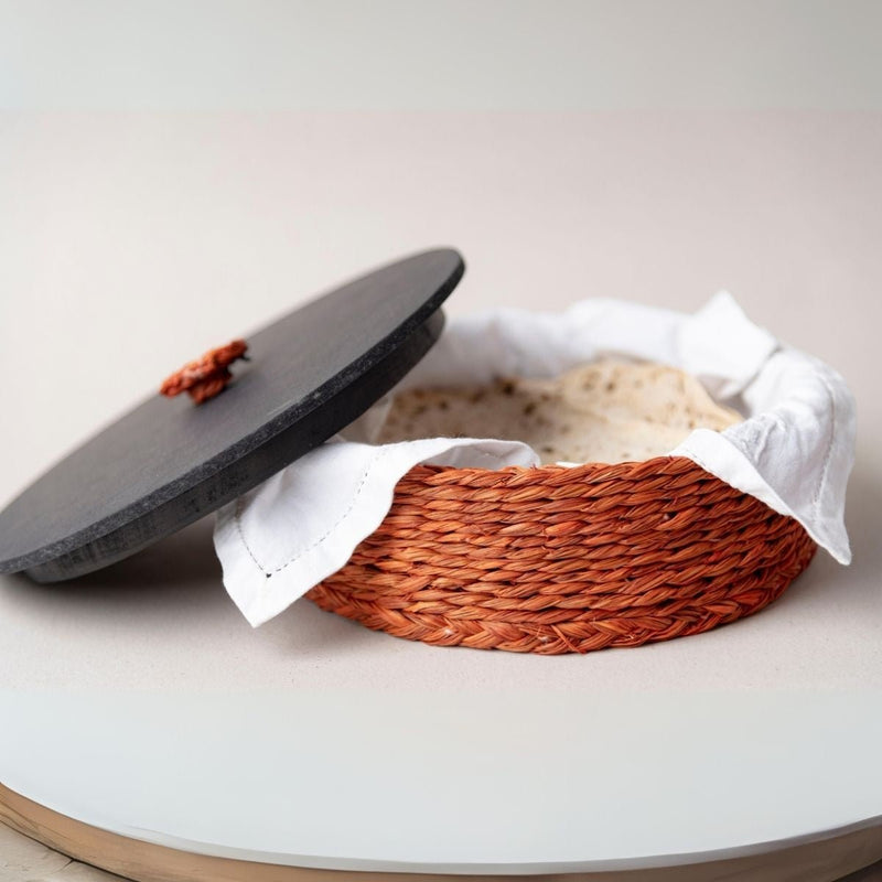 Handmade Sabai Grass Roti Box - Orange | Verified Sustainable Baskets & Boxes on Brown Living™