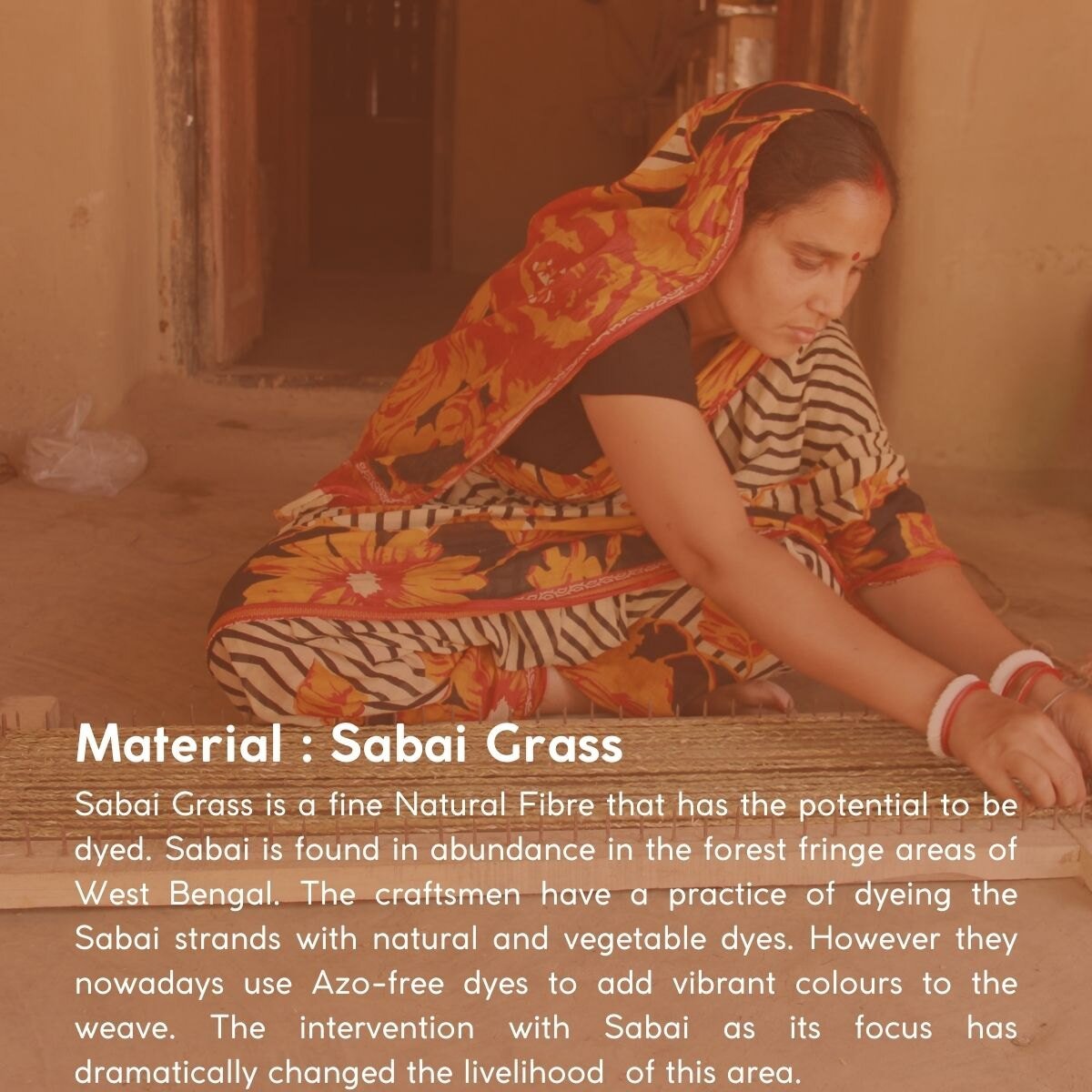 Handmade Sabai Grass Roti Box - Orange | Verified Sustainable by Brown Living™