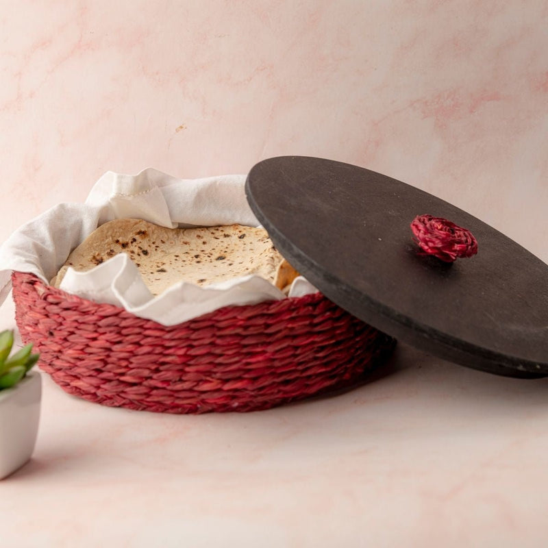 Handmade Sabai Grass Roti Box - Red | Verified Sustainable Baskets & Boxes on Brown Living™