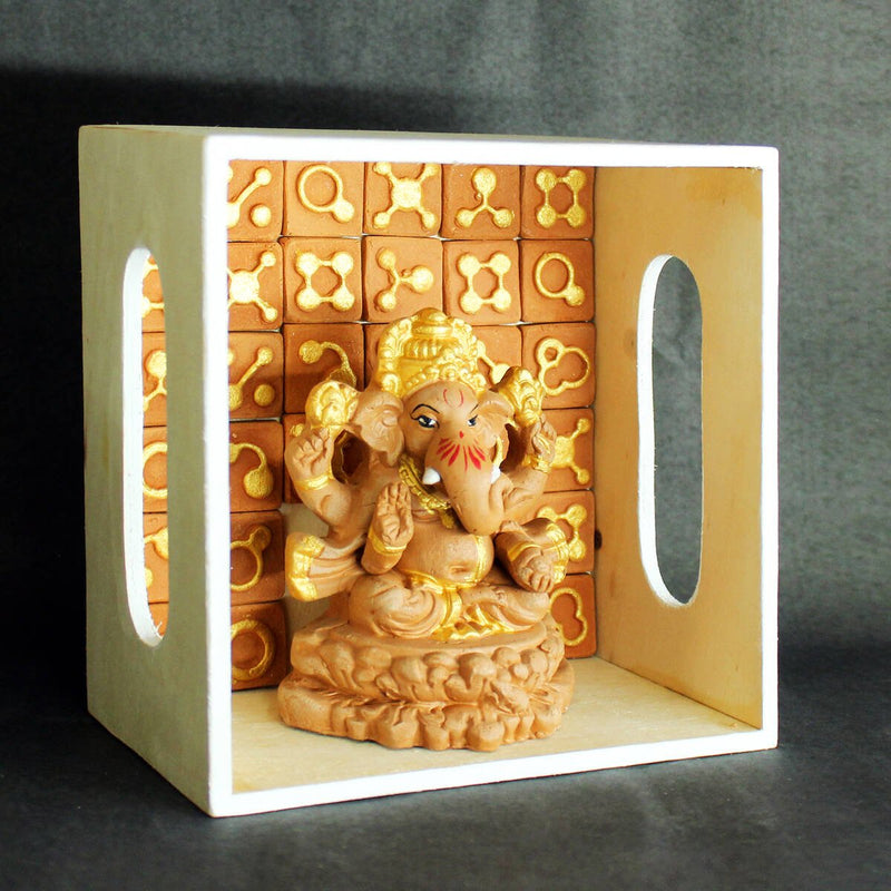 Buy Handmade Terracotta Ganpati Idol- Little(XS) | Shop Verified Sustainable Religious Items on Brown Living™
