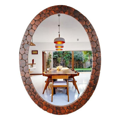 Handmade Wooden Wall Mounted Mirror with Antique Frame – Wall Decor on Brown Living™. SKU: 1303. Img 2.