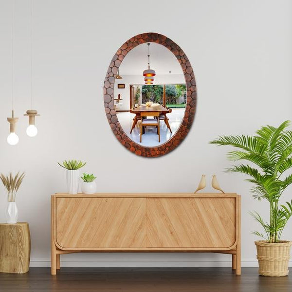 Buy Handmade Wooden Wall Mounted Mirror with Antique Frame | Shop Verified Sustainable Wall Decor on Brown Living™