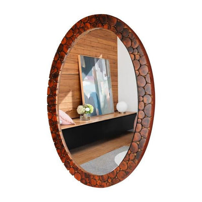 Handmade Wooden Wall Mounted Mirror with Antique Frame – Wall Decor on Brown Living™. SKU: 1303. Img 4.