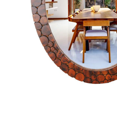 Handmade Wooden Wall Mounted Mirror with Antique Frame – Wall Decor on Brown Living™. SKU: 1303. Img 3.