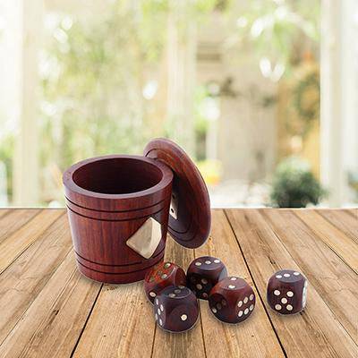 Artisan Handmade 5 Wooden Dice with Storage Set | Verified Sustainable by Brown Living™