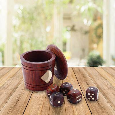 Buy Artisan Handmade 5 Wooden Dice with Storage Set | Shop Verified Sustainable Learning & Educational Toys on Brown Living™