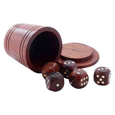 Artisan Handmade 5 Wooden Dice with Storage Set | Verified Sustainable by Brown Living™