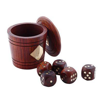 Artisan Handmade 5 Wooden Dice with Storage Set | Verified Sustainable by Brown Living™