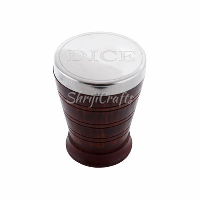 Handcrafted Set of 5 Wooden Gaming Dice with Storage Cup and Brass LID – Learning & Educational Toys on Brown Living™. SKU: 1061. Img 3.