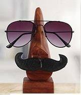 Buy Handmade Wooden Nose Shaped Eyewear Holder with Black Mustache | Shop Verified Sustainable Table Decor on Brown Living™