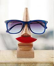 Buy Handmade Wooden Nose Shaped Sunglasses Holder with Red Lips and Black Mustache | Shop Verified Sustainable Products on Brown Living