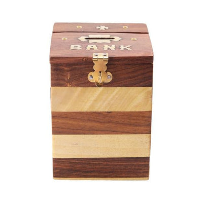 Handmade Vintage Wooden Piggy Bank for Kids and Adults – Piggy Banks & Money Jars on Brown Living™. SKU: 1300. Img 5.