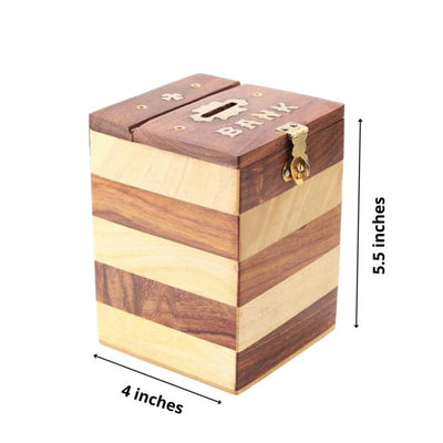 Handmade Vintage Wooden Piggy Bank for Kids and Adults – Piggy Banks & Money Jars on Brown Living™. SKU: 1300. Img 8.