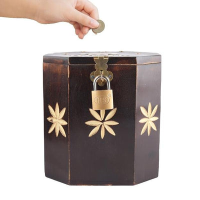 Handmade Wooden Piggy Bank for Kids and Adults – Piggy Banks & Money Jars on Brown Living™. SKU: 1302. Img 2.