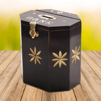 Handmade Wooden Piggy Bank for Kids and Adults – Piggy Banks & Money Jars on Brown Living™. SKU: 1302. Img 1.