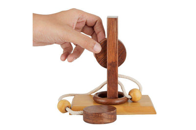 Handmade Wooden Rope and Ring Organic 3D Brain Teaser Puzzle – Learning & Educational Toys on Brown Living™. SKU: 1022408. Img 1.