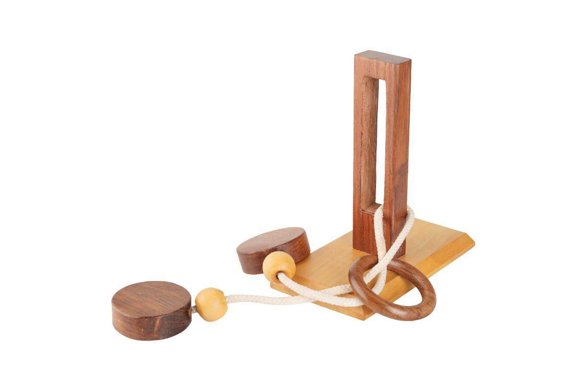 Handmade Wooden Rope and Ring Organic 3D Brain Teaser Puzzle | Verified Sustainable by Brown Living™