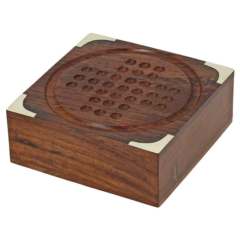 Buy Handmade Indian Wooden Solitaire Board Game with Steel Beads | Shop Verified Sustainable Learning & Educational Toys on Brown Living™